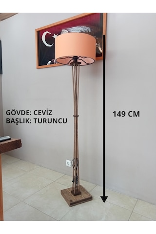 Balsa Dekor Ahşap Lambader Ceviz Turuncu