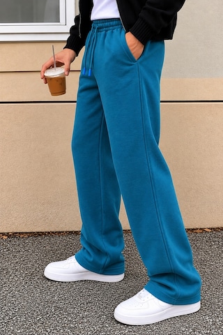 Tarz Cool Erkek Oversize Baggy Fit Eşofman Altı %100 Pamuk 3 İplik Şardonlu Bol Paça Rahat Kesim Petrol