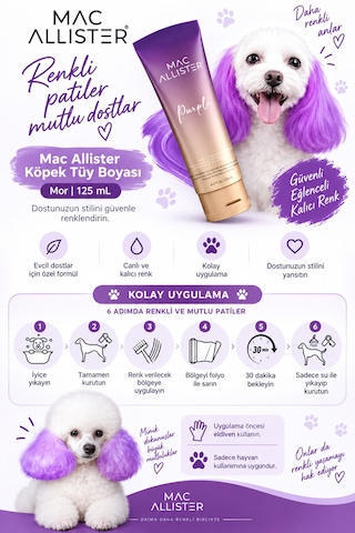 Mac Allister Kedi Köpek Tüy Boyası Mor Renkli 125 Ml