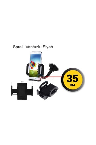 Caruc Oto Telefon Tutucu Spralli Vantuslu Siyah 35cm