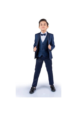 Simli Ceketli Yelekli Erkek Çocuk Damatlık Takım MNK0501
