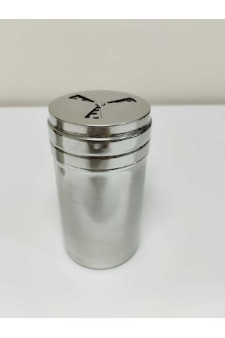 Tuz-karabiber-pul Biber Serpici Döner Kapaklı Paslanmaz Çelik 6.5x12.5 Cm Lüks Gümüş