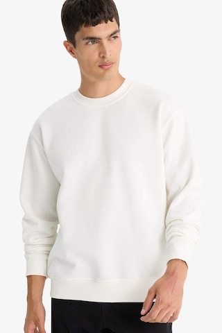 Defacto Relax Fit Bisiklet Yaka Kalın İçi Yumuşak Tüylü Basic Düz Sweatshirt T5139az25auwt32 Beyaz