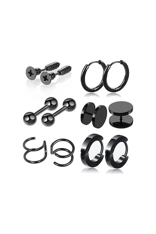 Novahub Gümüş Paslanmaz Çelik Titanyum Küpe Seti, Küpe Küpe Kulak Tokası Takı Gümüş