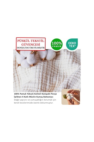 Püskül Müslin Koltuk Battaniyesi & Pike Tek Kişilik 135x170 Cm, 100% Pamuk Ultra Yumuşak 4-katlı Muslin Kumaş Diğer
