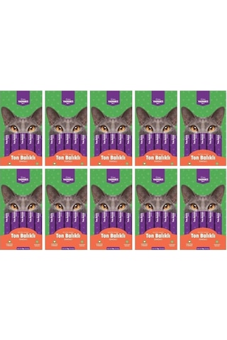 Kiwi Pets Kycc-50352 Yammies Ton Balıklı - Somonlu Sıvı Kedi Ödül Maması 10 Paket