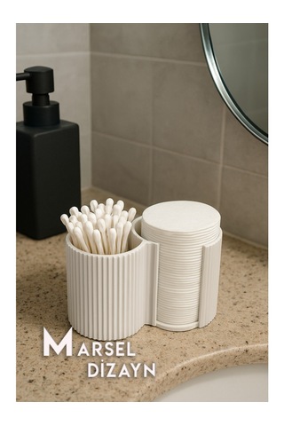 Modern Ve Şık Makyaj Organizeri - 2 Bölmeli - Beyaz Beyaz