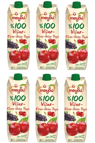 Meysu %100 Vişne Kiraz Üzüm Suyu 1 Lt X 6 Adet