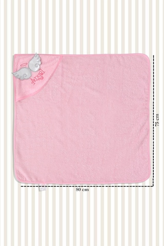 %100 Pamuk Yenidoğan Bebek Kundak Nakışlı Banyo Havlu Pembe Standart