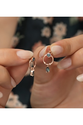 925 Ayar Mistik Topaz Minik Damla Küpe Kadın Gümüş Küpe N11.9779