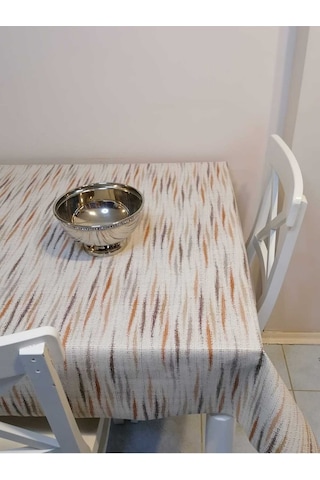 Elyaflı Pvc Muşamba - Desenli Silinebilir Masa Örtüsü 02mrl210b Kahve