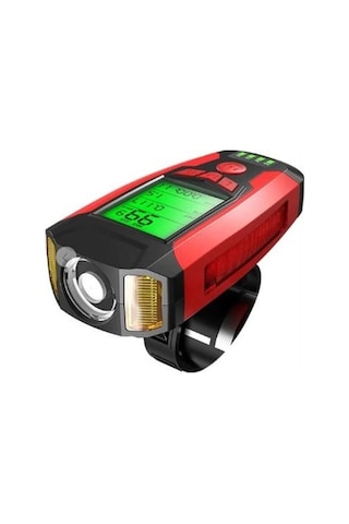 Forte Gt 3 In 1 Bisiklet El Feneri 5 Led Fonksiyonlu Km Sayaçlı Su Geçirmez Far Kırmızı