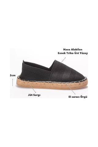 Roof Atelier Kadın Siyah Triko Jüt Sargı Espadril Ayakkabı - Rosly