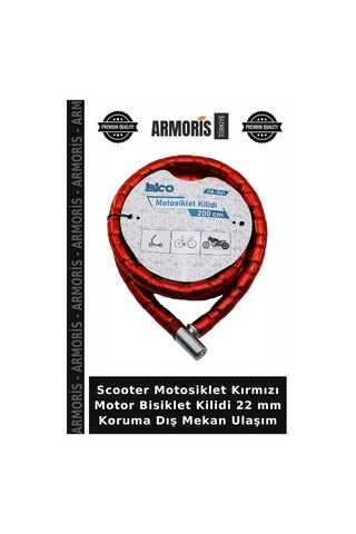 Scooter Motosiklet Kırmızı Motor Bisiklet Kilidi 22 Mm Koruma Dış Mekan Ulaşım