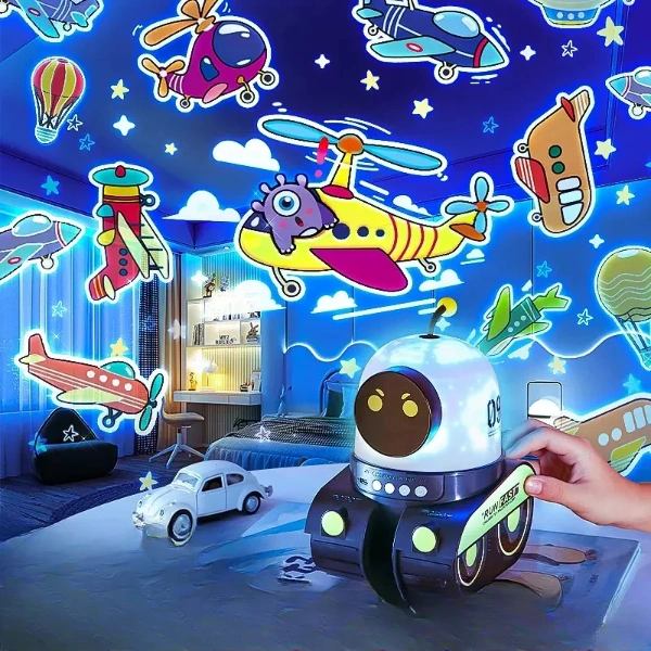 Robot Tasarımlı Projektör Gece Lambası Çok Renkli