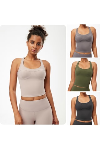 Wezone Kadınlar İçin Hızlı Kuruyan, Nefes Alabilen Çapraz Sırtlı Yoga Atleti Rahat Ve Destekleyici Spor Giyim Gri