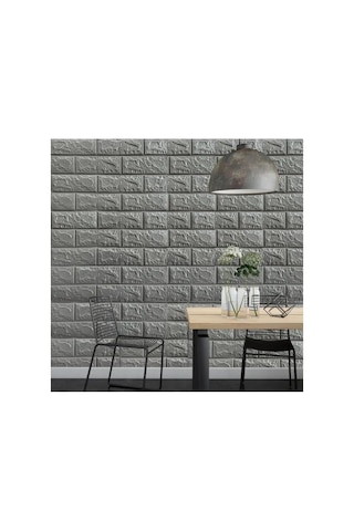 50x54 Cm 0,27 M² Gri Silinebilir Kendinden Yapışkanlı Duvar Kağıdı Esnek Panel 3d Tuğla Desen Diğer