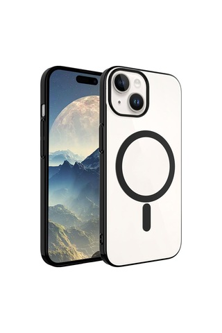 Apple Uyumlu iPhone 15 Plus Kılıf Zore Wireless Şarj Özellikli Pixel M-safe Kapak Gümüş
