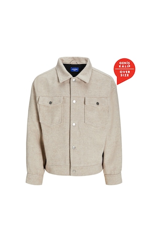 Jack & Jones Jack&jones Ridgewood Melange Overshirt Erkek Bej Ceket Bej