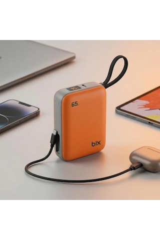 Pb120 20000mah Pd 65w Cep Boyu Kompakt Tasarımlı Dijital Göstergeli Powerbank Taşınabilir Süper Hızlı Şarj Cihazı Turuncu Diğer