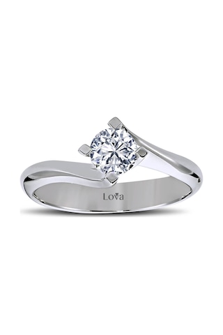 Lova E Renk 0,45 Karat Pırlanta Tektaş Yüzük - HRD Sertifikalı - 1040054