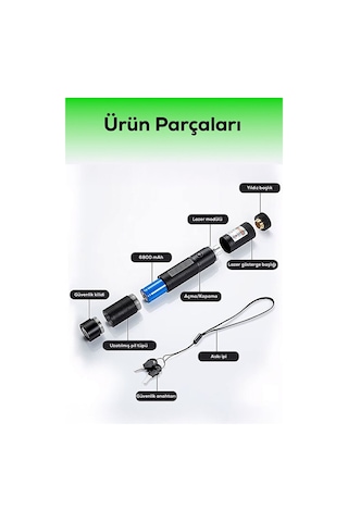 Lazer 303 Şarjlı Güçlü Lazer Kalem + Şarj Aparatı Kırmızı