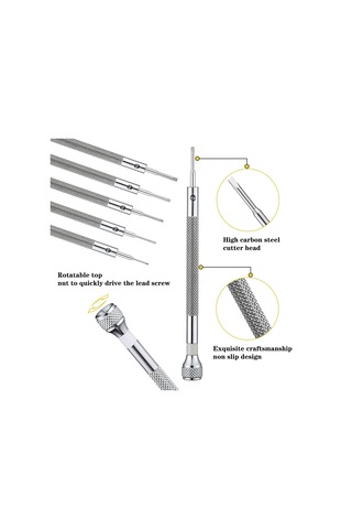 Leasetake Mikro Hassas Mücevher Tornavidası 0.6-1.6mm 8 Parça Saat Tornavidası Seti 8 Ekstra Yedek Bıçakla