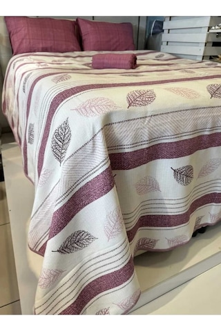Mor Yaprak Desenli Tek Kişilik Pike 160x240 Cm Doğadan Şıklık Ve Hafiflik Renkli