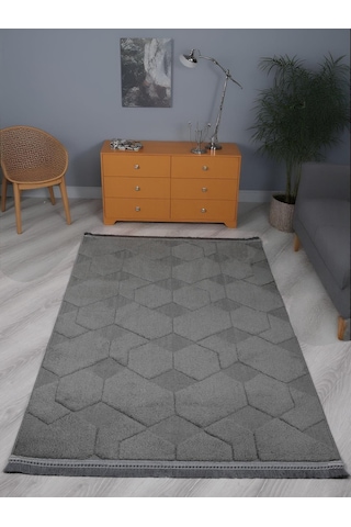 My Evilla Lara Bukleli Desenli Yumuşacık Peluş Halı Salon Oturma Odası Mutfak Koridor Halısı 9400d Antrasit