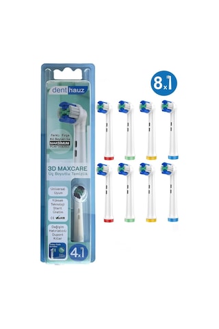 3d Maxcare - 3 Boyutlu Temiizlik Oral B Şarjlı Diş Fırçası Yedek Başlığı - 8 Adet Yedek Başlık