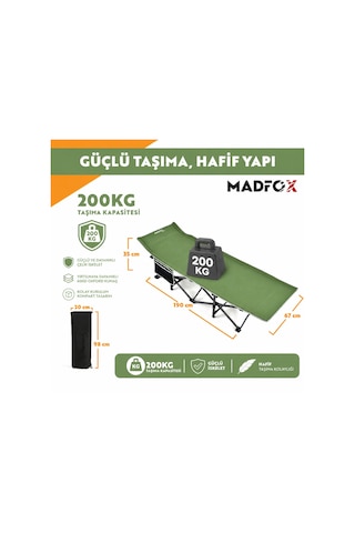 Madfox Steelrest Çelik Katlanır Kamp Yatağı Kampet Green