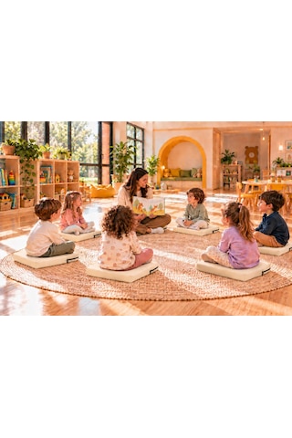 40x40x5 Cm Kare Minder - Sandalye Minderi - Kreş Anaokulu Oyun Aktivite Minderi - Bahçe Dekor Minderi Krem