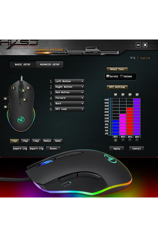 Hxsj S500 RGB 4800 DPI Kablolu Mouse