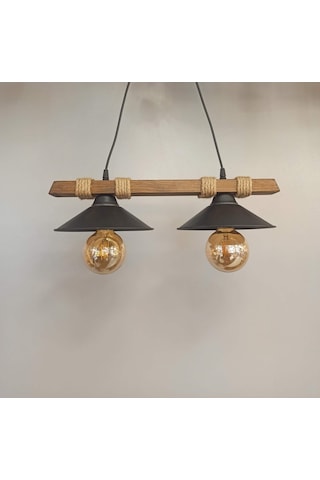 Avizem Güzel Nova Ahşap Halatlı Modern Rustik Sarkıt Avize