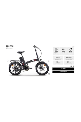 Rks Bn5 Pro 250 Watt 36 Volt 7.5 Ah Bataryalı Elektrikli Katlanabilir Bisiklet Siyah Siyah