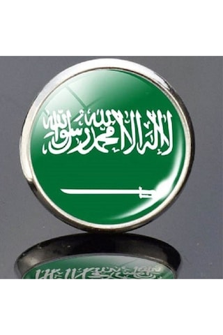 Suudi Arabistan Saudi Arabia Bayrak Rozeti - Paslanmaz Çelik Küçük Yaka Rozeti Çok Renkli