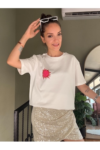 Ali Butik Ekru Out Of Office Baskılı Tişört