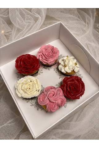 Çelenk Desenli 6 Lı Cupcake Kutusu 25x25x10