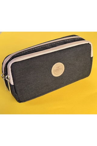 Rlx-147 Keten İki Gözlü Kalemlik Kalem Kutusu Kalemlik Siyah Beyaz