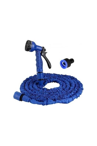 Novahub 50ft Genişletilebilir Mavi Bahçe Hortumu, Ayarlanabilir Su Tabancası, Köpük Yüksek Basınçlı Araba Ve Bahçe Yıkama Hortumu