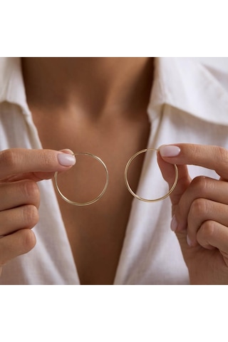 14k Altın Halka Küpe 1,2 Mm 3.8 Cm Gizli Kilit T14299 Renkli