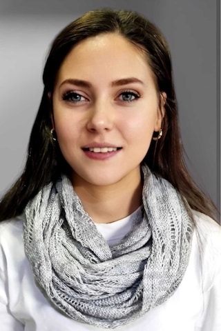 Tezzgelsin Kadın Çift Dolama Triko Örgü Boyunluk Gri