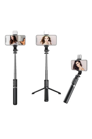 Q07 Selfie Çubuğu Led Işıklı Tripod Bluetooth Kumadanlı100 Cm