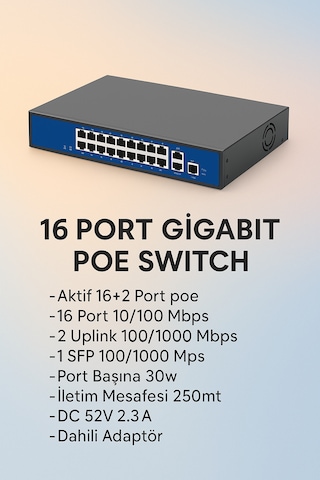 16 Port 10/100/1000mbps 16+2 Gigabit Poe Switch