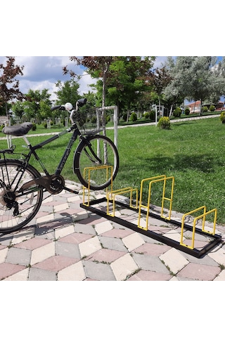 Bisiklet Park Demiri Metal Bisiklet Park Standı 4'Lü Sarı - Siyah
