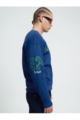Oversize Erkek Sweatshirt Mavi