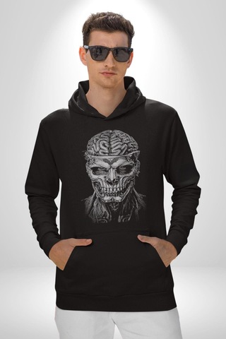İnsan Beyni Korku Sineması Kadın Erkek Siyah Kapüşonlu Sweatshirt Hoodie Siyah