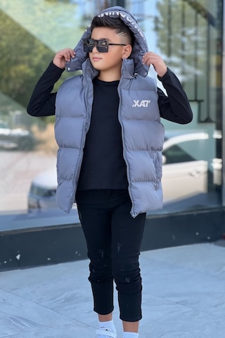 Pina Kids Erkek Çocuk Baskılı Çıkarılabilir Kapüşonlu Şişme Yelek 3017 Füme