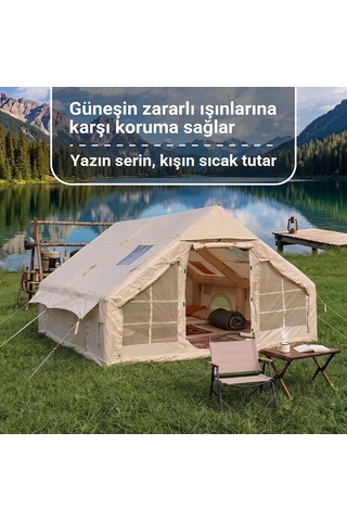 Tr Pikas Rovos 12 Kişilik Xxl Şişme Kamp Çadırı 4 Mevsim Büyük Aile Çadırı Su Geçirmez Oxford Kumaş Diğer