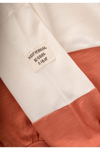 Cigit Garnili Sweatshirt İnce Mevsimlik Takım 8-12 Yaş Ekru Lacivert